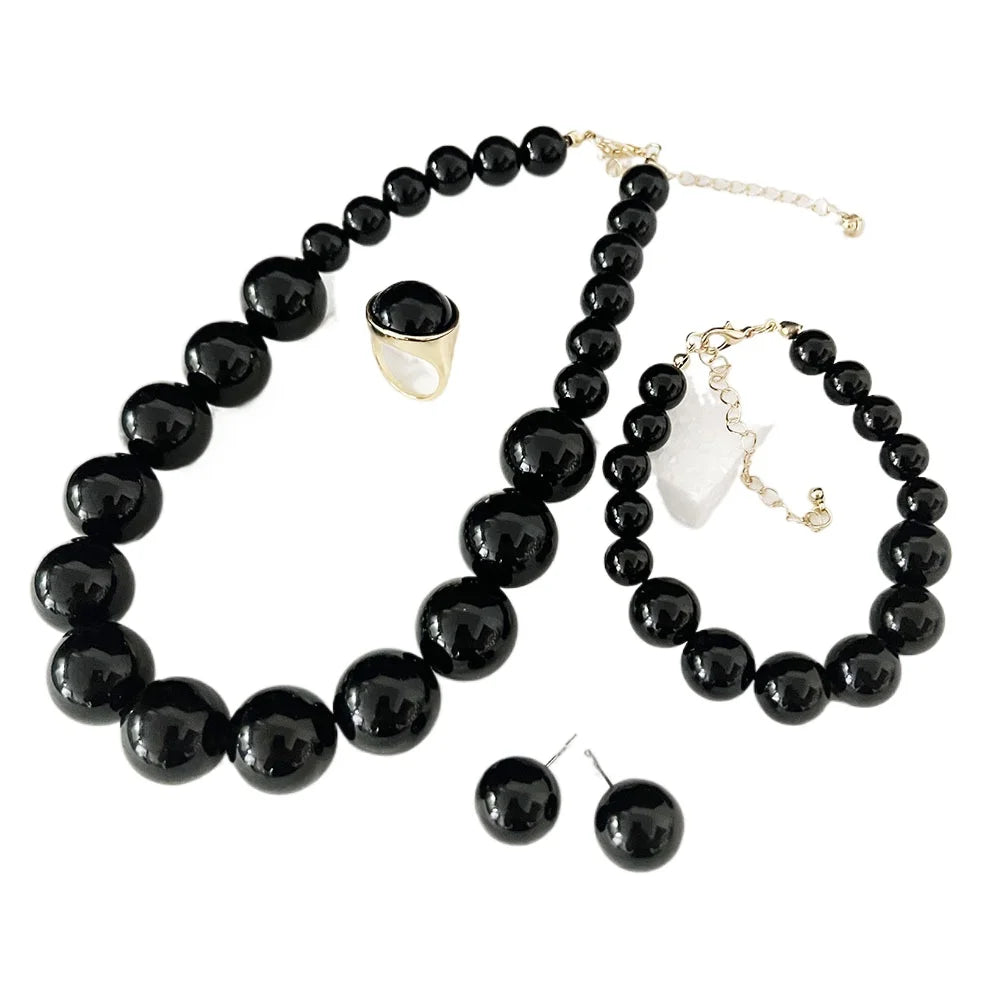 Big Pearl Choker Necklaces Bohemian Women Fashion Chunky Jewelry Sets For Bridal Wedding