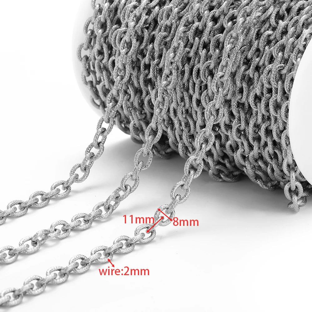 Silver Cuban link chain, 11mm by 8mm, 2mm wire
