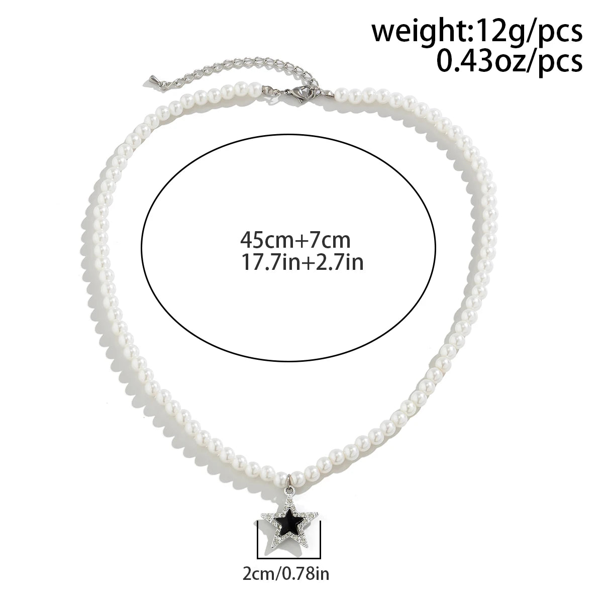 Trendy Beads Choker Necklaces Imitation Pearl with Stars Pendant for Men