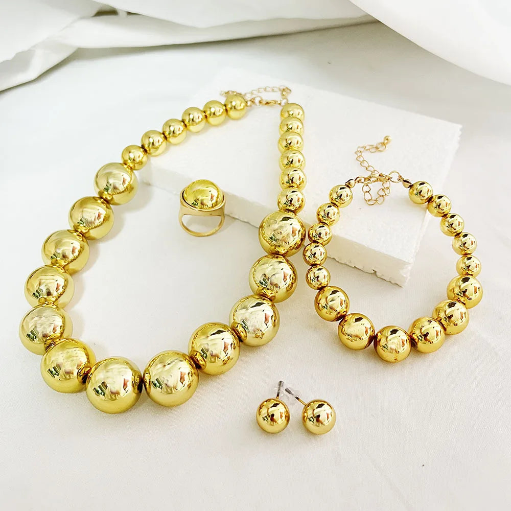 Big Pearl Choker Necklaces Bohemian Women Fashion Chunky Jewelry Sets For Bridal Wedding