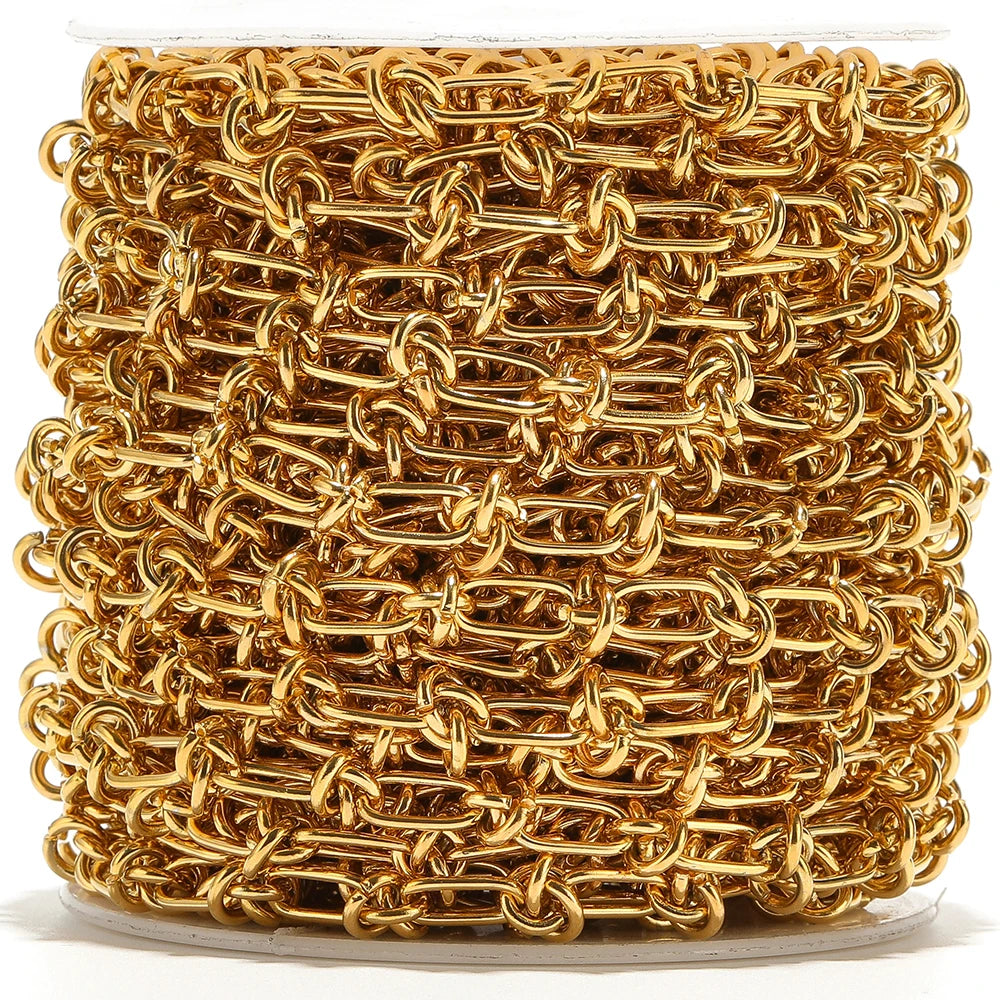 Hip Hop Men Necklaces 1 Meter Stainless Steel Gold Chunky Knot Big Chains