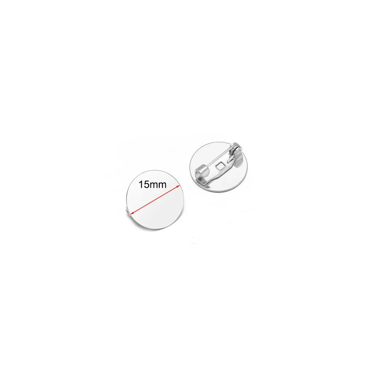 Silver round brooch base cabochon setting, 15mm size