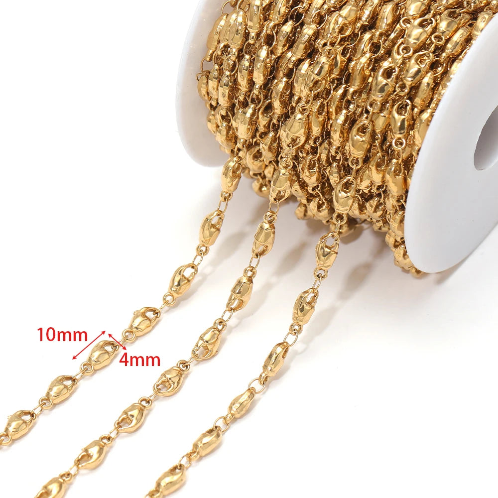 Starfish charm chain, gold-tone metal chain with starfish connector charm shapes
