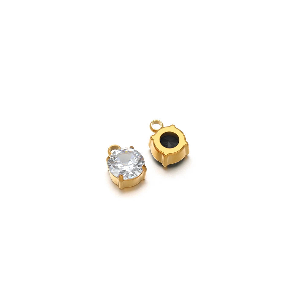 Gold claw sewing rhinestone settings with round clear crystal