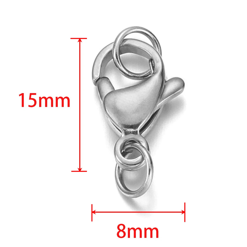 Silver lobster clasp size 15mm x 8mm with attached jump ring