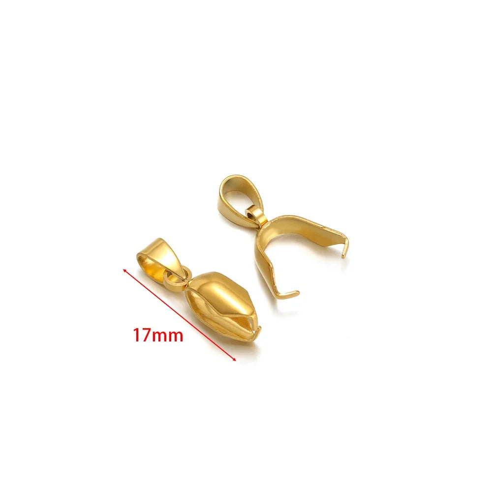 Gold pinch bail connectors, 17mm loop hooks with measurement marking