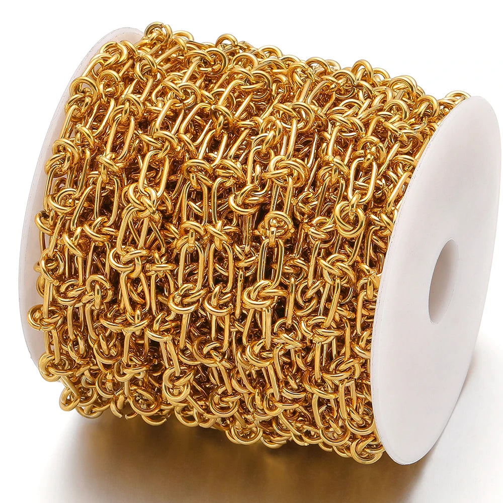 Hip Hop Men Necklaces 1 Meter Stainless Steel Gold Chunky Knot Big Chains