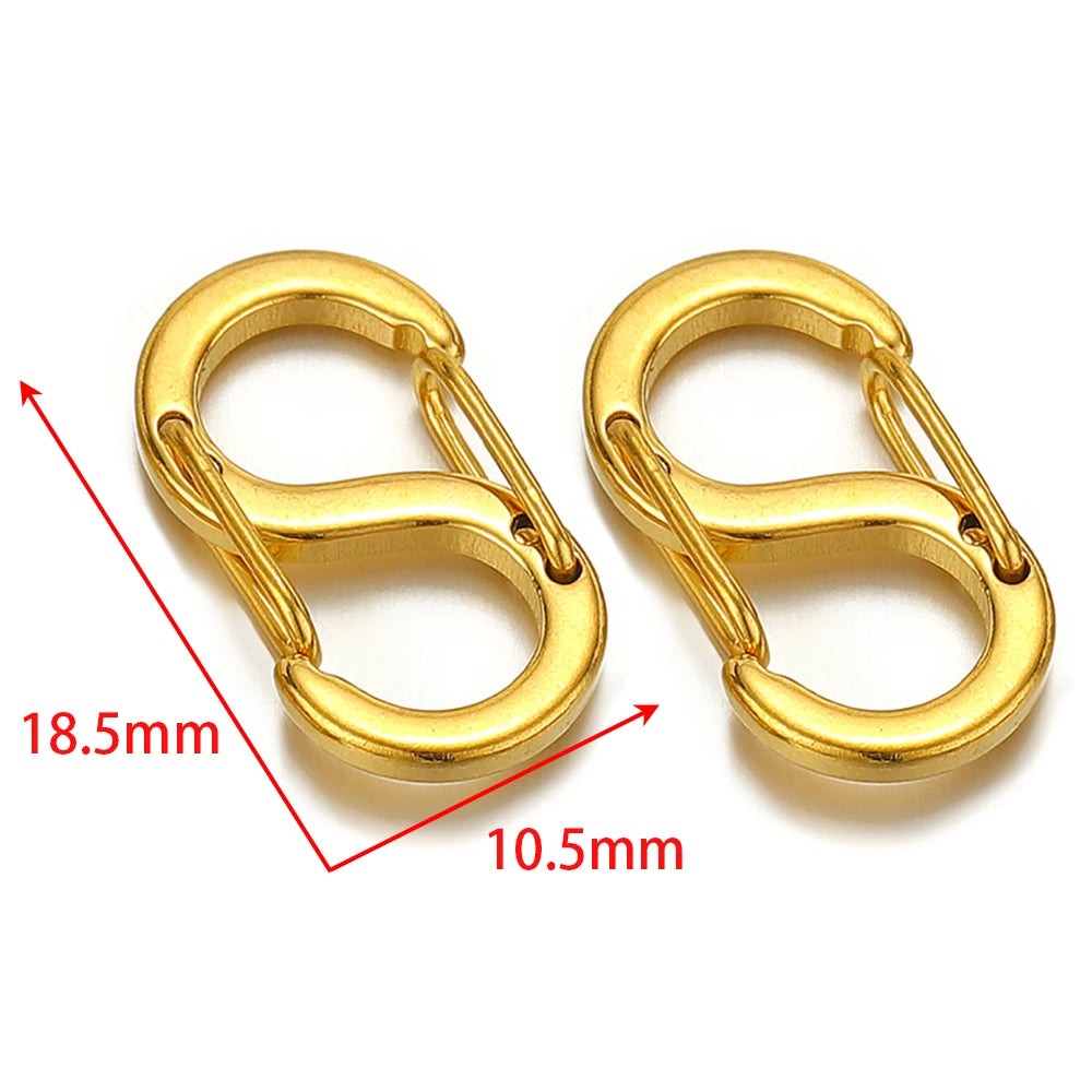 Gold S-shaped lobster clasp connector, 18.5x10.5mm spring clasp pair
