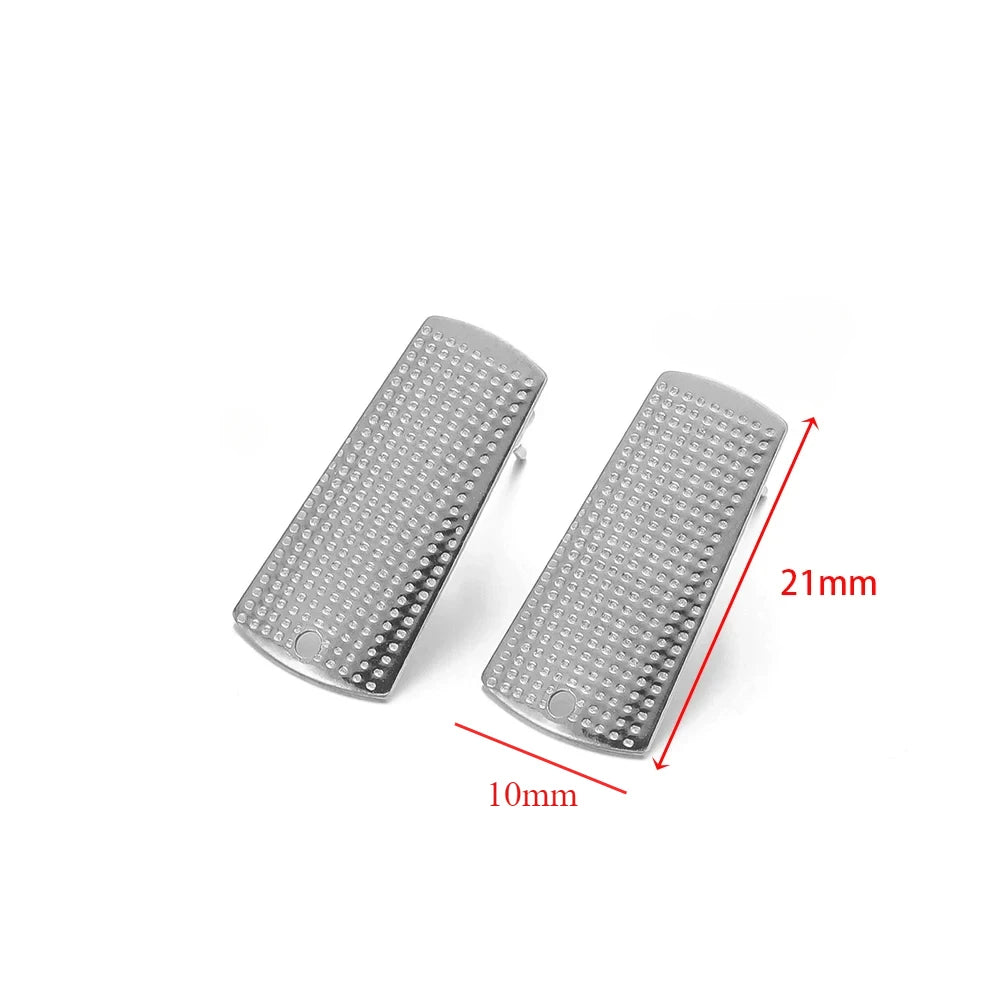 Silver textured rectangle stud earrings, 21mm, tiny grid embossing