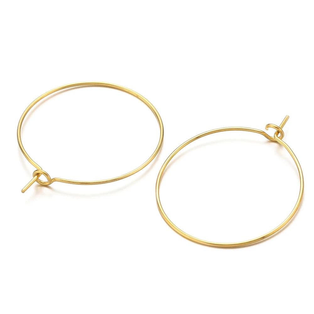 Gold hoop earring loops, large round rings with small clasp tabs