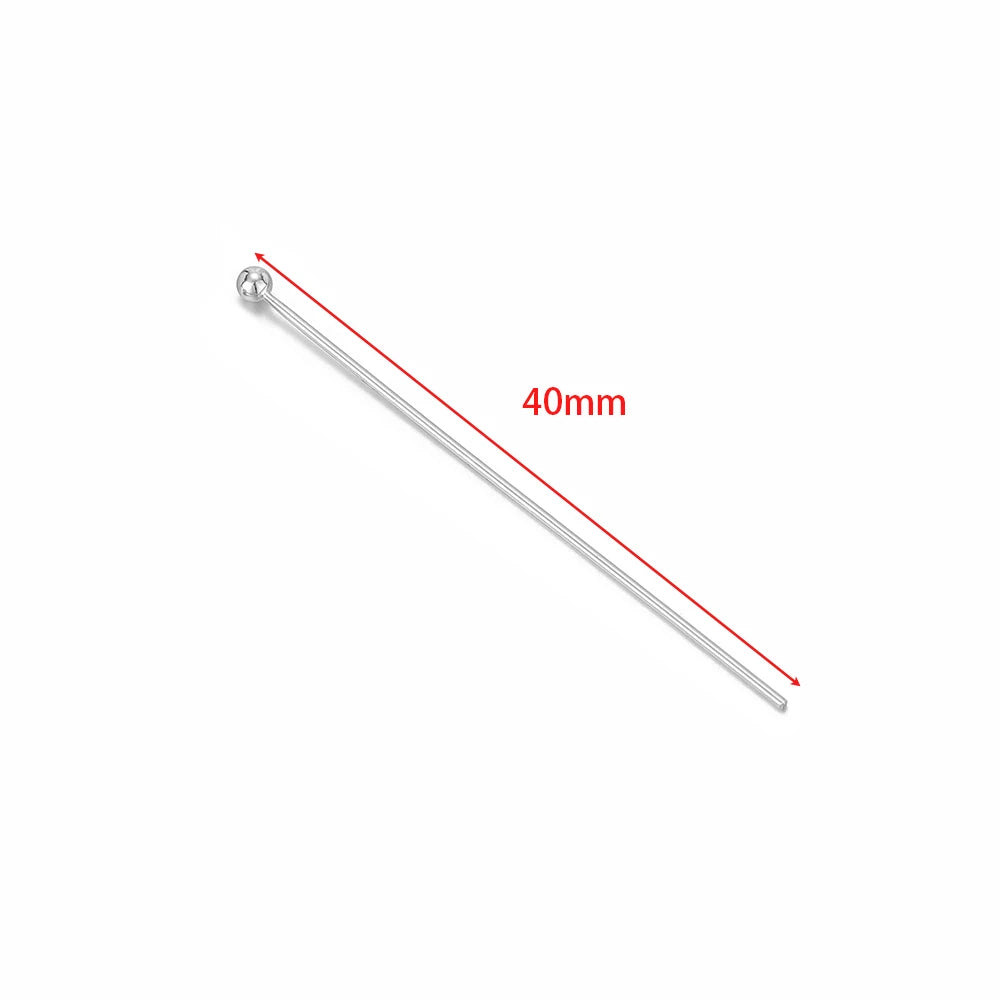 Silver eye pin, 40mm T-flat head ball pin for DIY earrings