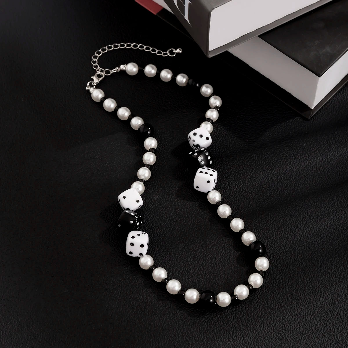 Trendy Short Imitation Pearl Choker Necklace For Men Chain Punk Lucky Dice Jewelry