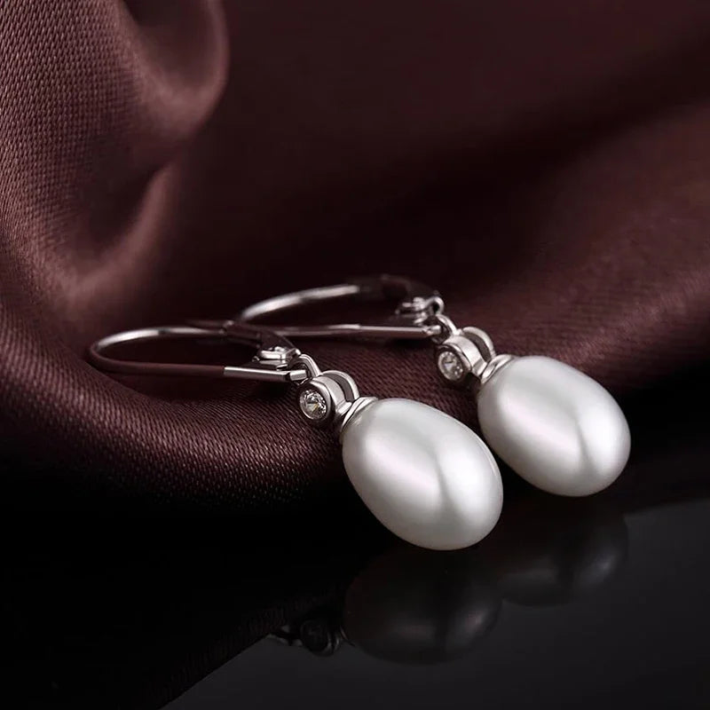 Aesthetic Oval Imitation Pearl Drop Earrings for Women Bridal Jewelry m27