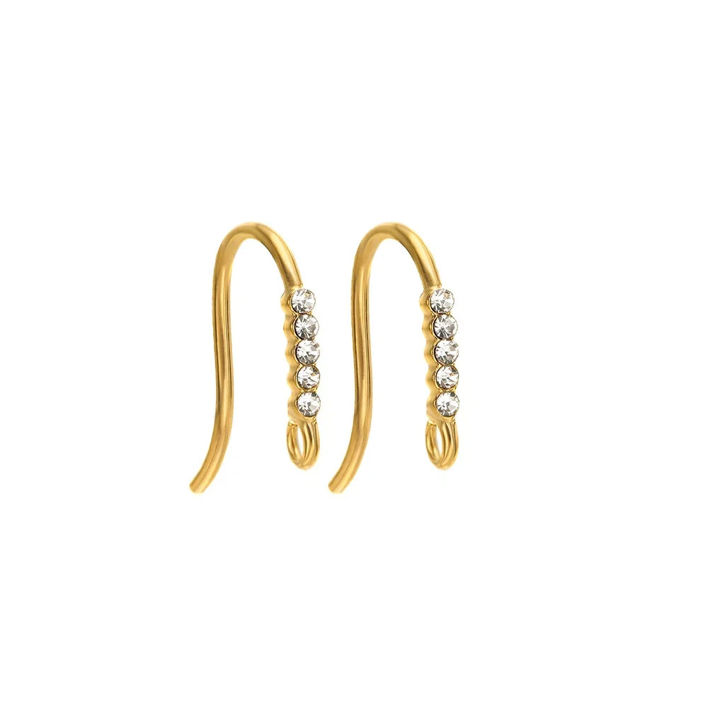 Gold-tone ear wire hooks with short crystal-row accents