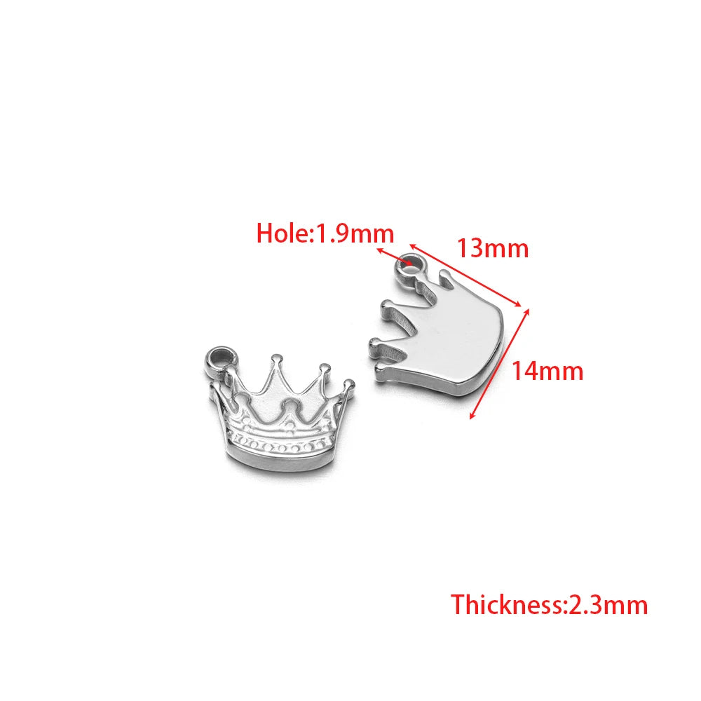 Crown and hand-shaped animal charm, 1.9mm hole, 13mm x 14mm dimensions