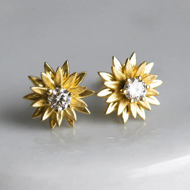 Handcrafted Fancy Dainty Flower Stud Earrings for Women Daily Wear Jewelry Gift m07