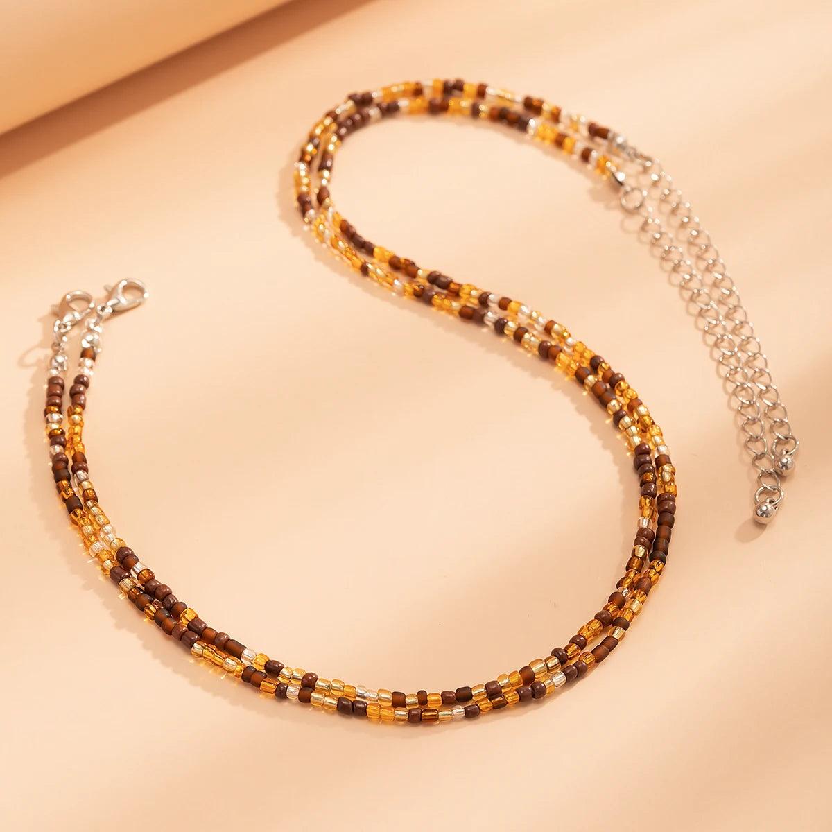 Fashion Layered Small Seed Beads Chain Short Choker Necklace for Women 02