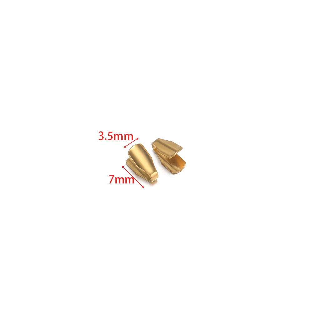 Gold crimp end caps for snake chains, 3.5mm x 7mm, 2 clips