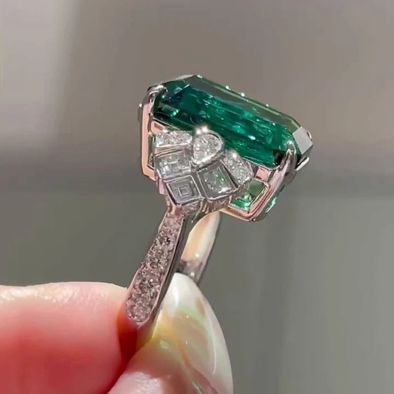 Bling Bling Green Cubic Zirconia Rings for Women Wedding Band Jewelry