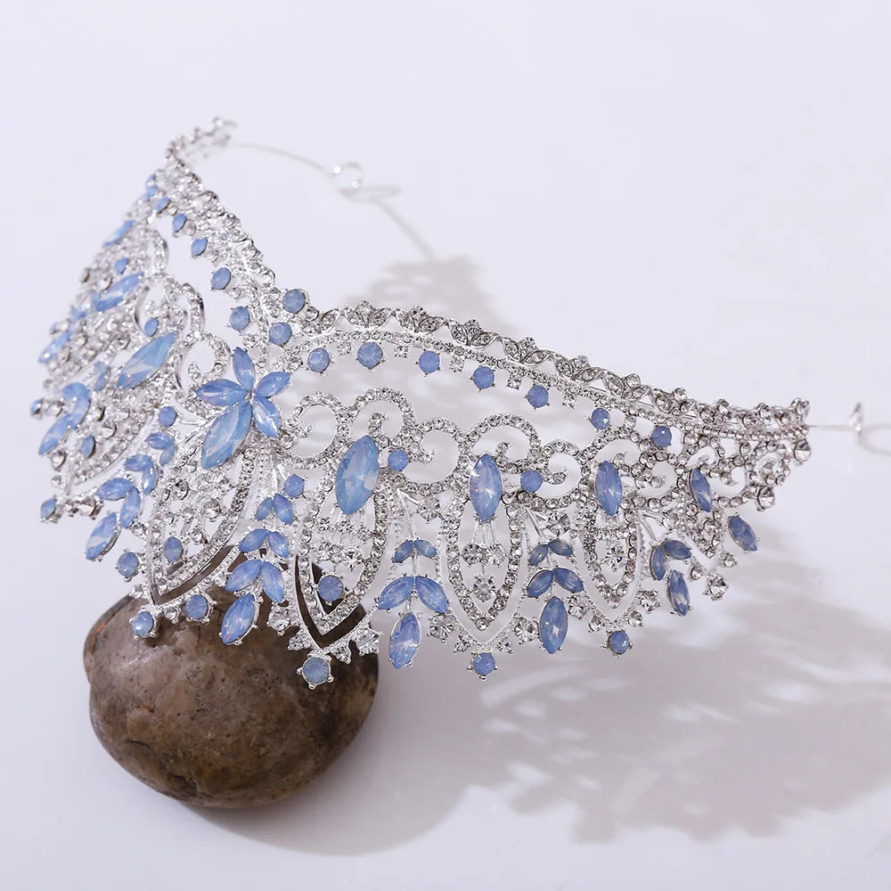 Baroque Purple Crystal Wedding Crowns Rhinestone Bridal Tiaras Pageant Diadem Miss Universe Wedding Hair Jewelry Accessories