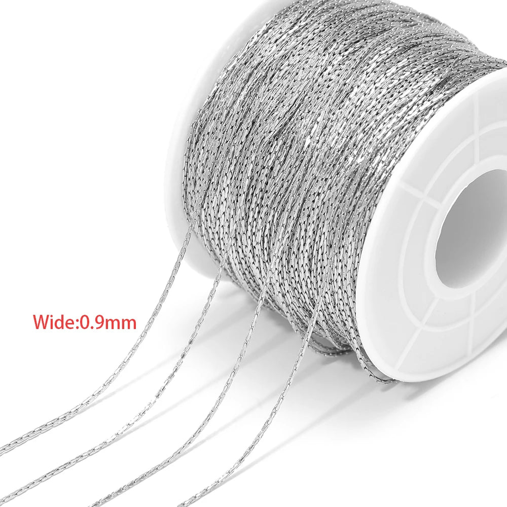 Silver thin wire chain 0.9mm on spool with loose strands for jewelry