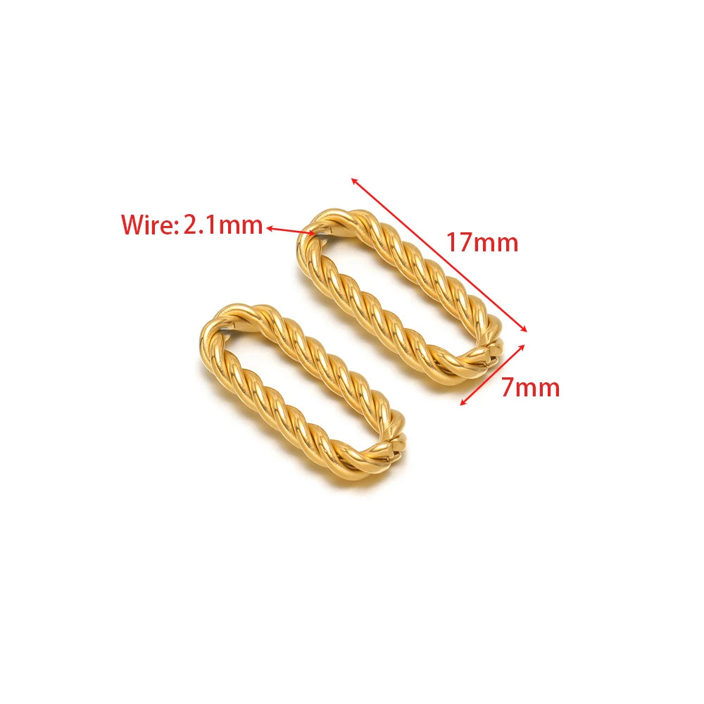 Gold braided oval twist-open connector charm, 17mm length, 7mm width