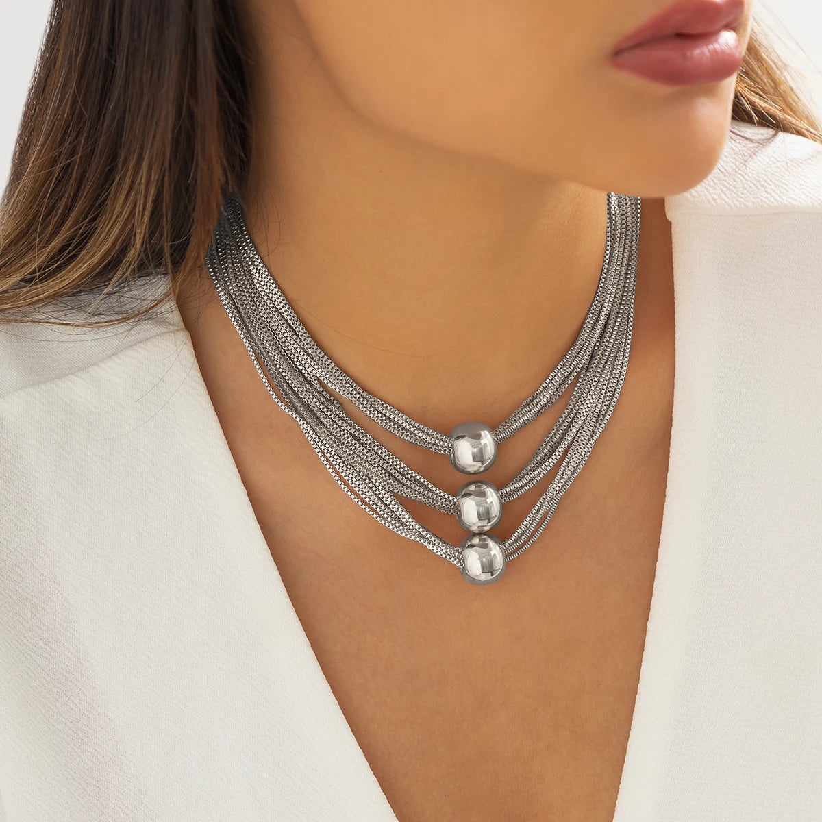 Trendy Statement Thick Chain Necklace Punk Chunky Chian Knotted Short for Women Jewelry