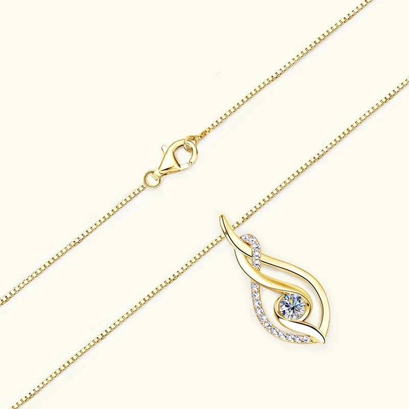 Silver /Gold Color Box Chain Zirconia Pendant Necklace for Women