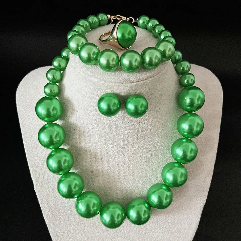 Big Pearl Choker Necklaces Bohemian Women Fashion Chunky Jewelry Sets For Bridal Wedding