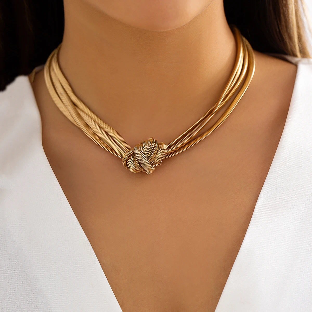 Trendy Statement Thick Chain Necklace Punk Chunky Chian Knotted Short for Women Jewelry