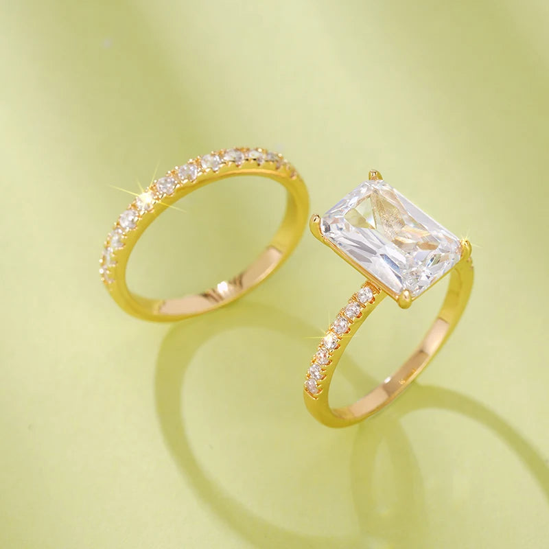 Luxury Rectangular Cubic Zirconia Set Rings for Women Wedding Jewelry m23