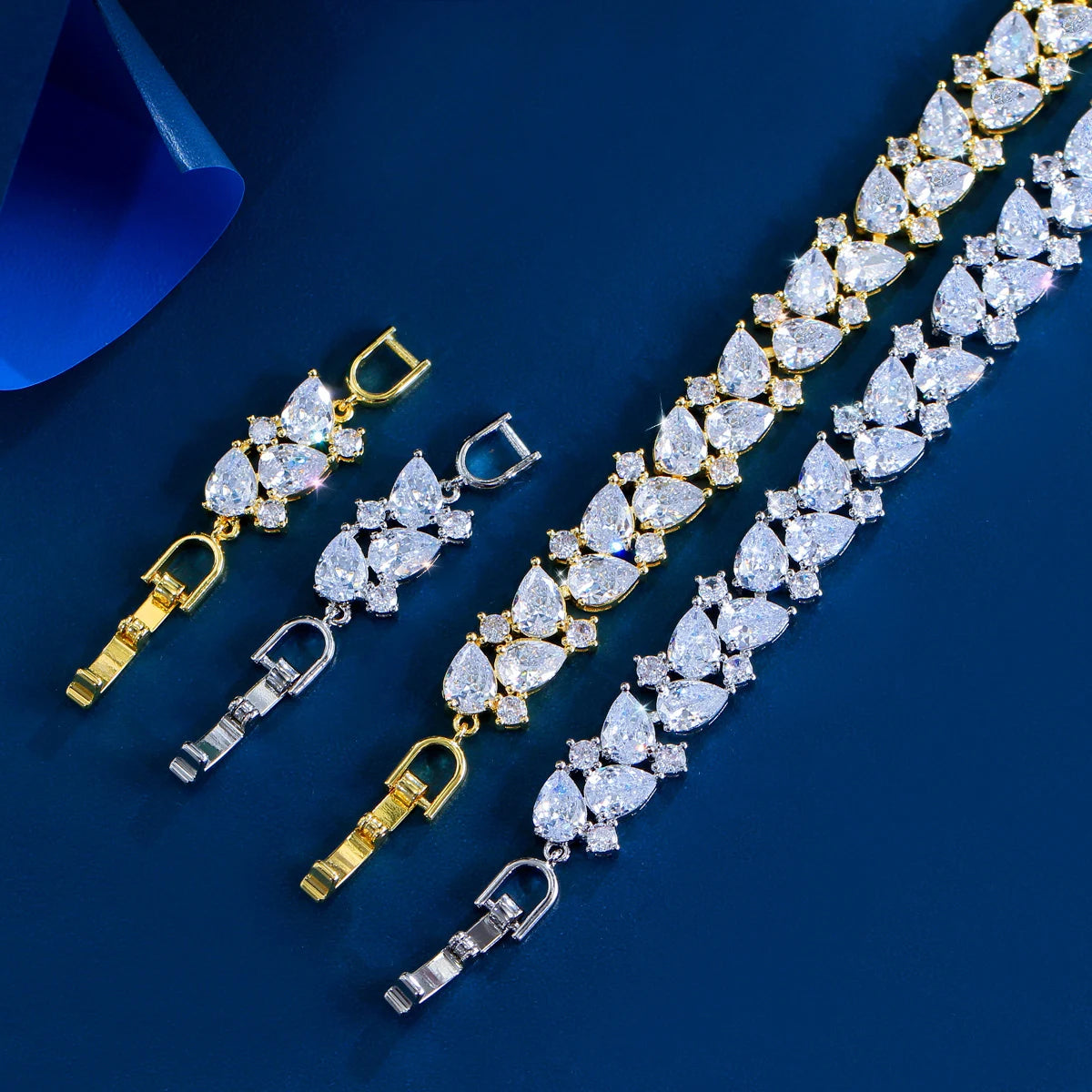 Bling Bling Cubic Zirconia Gold Plated Bracelet For Women Engagement Wedding Bridal Jewelry