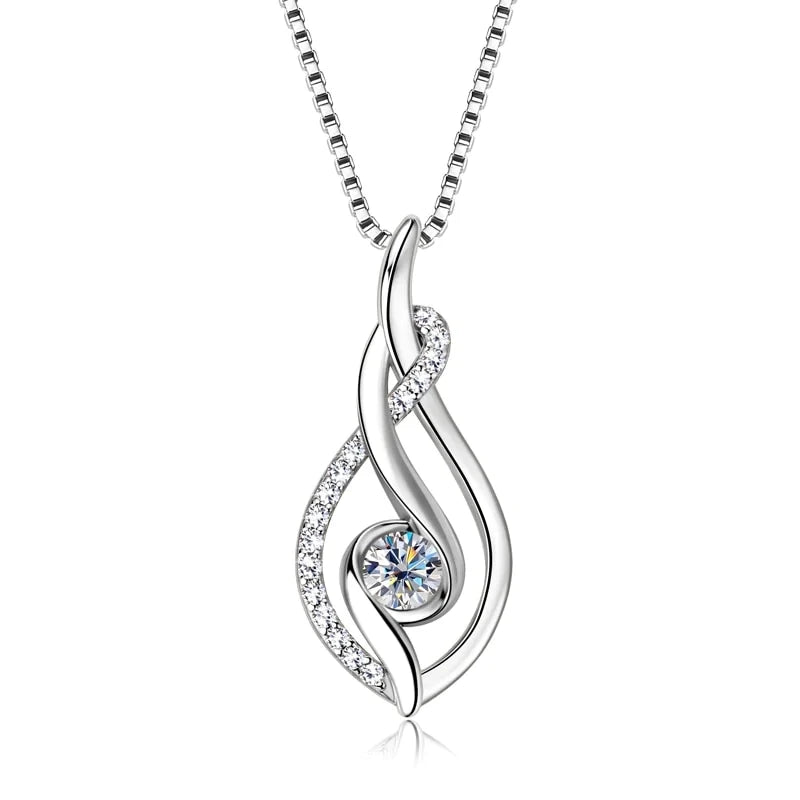 Silver /Gold Color Box Chain Zirconia Pendant Necklace for Women
