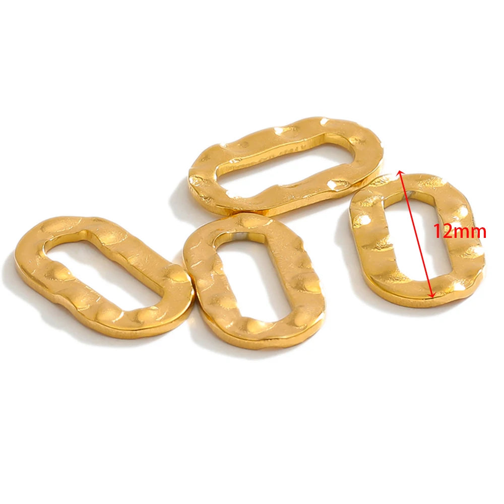 Gold hollow oval connectors with hammered texture, 12mm height marking on one piece