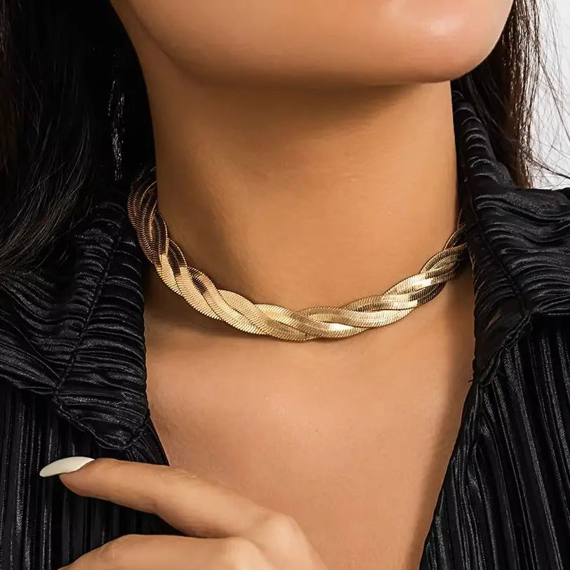 Chunky Cross Snake Trendy Thick Chain Short Choker Necklace for Women