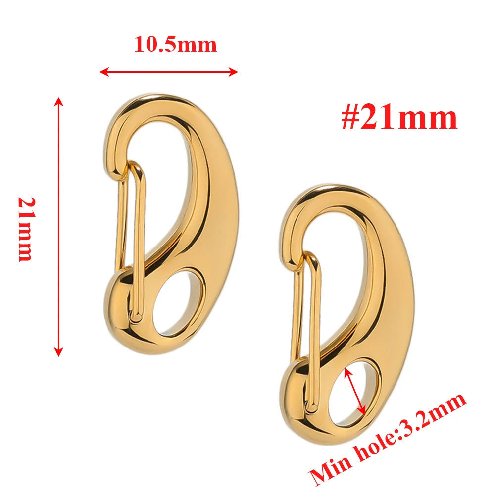Gold lobster clasp hook connector, D-shaped hinged latch, #21mm