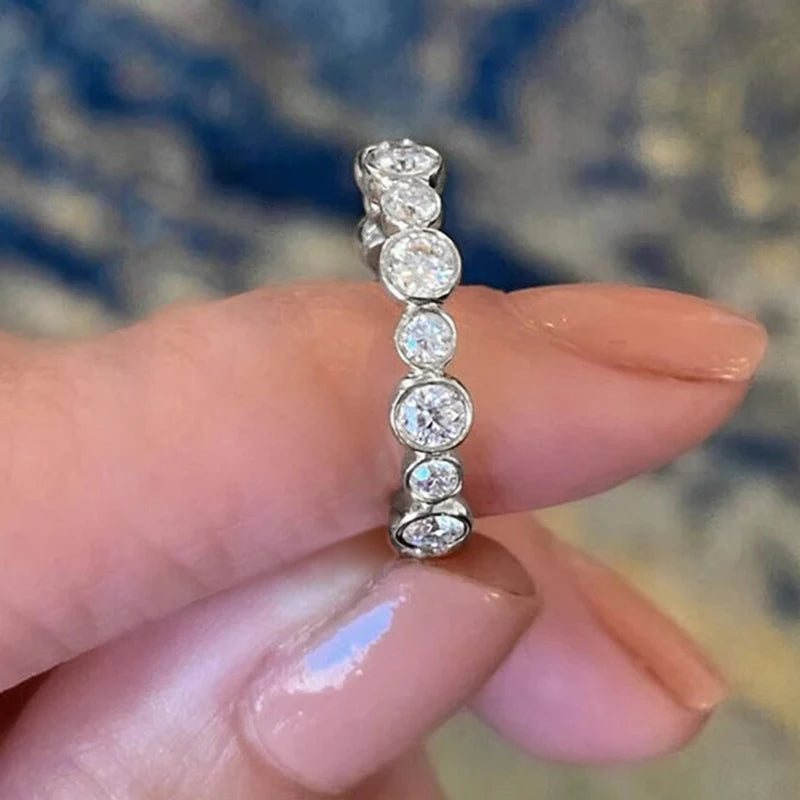Silver/Gold Color Round Cubic Zirconia Ring for Women Daily Wear Luxury Jewelry