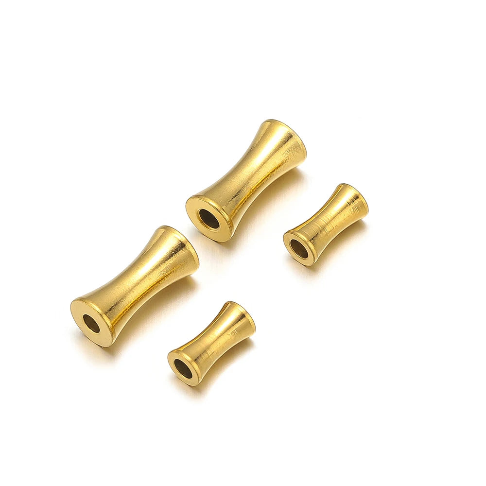 Gold tube spacer beads, small metal cylinder sleeves with round through-holes, loose pieces