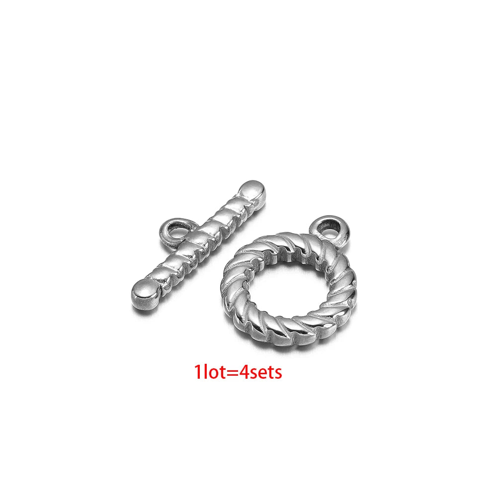 Silver braided toggle clasp bar with circular ring connector