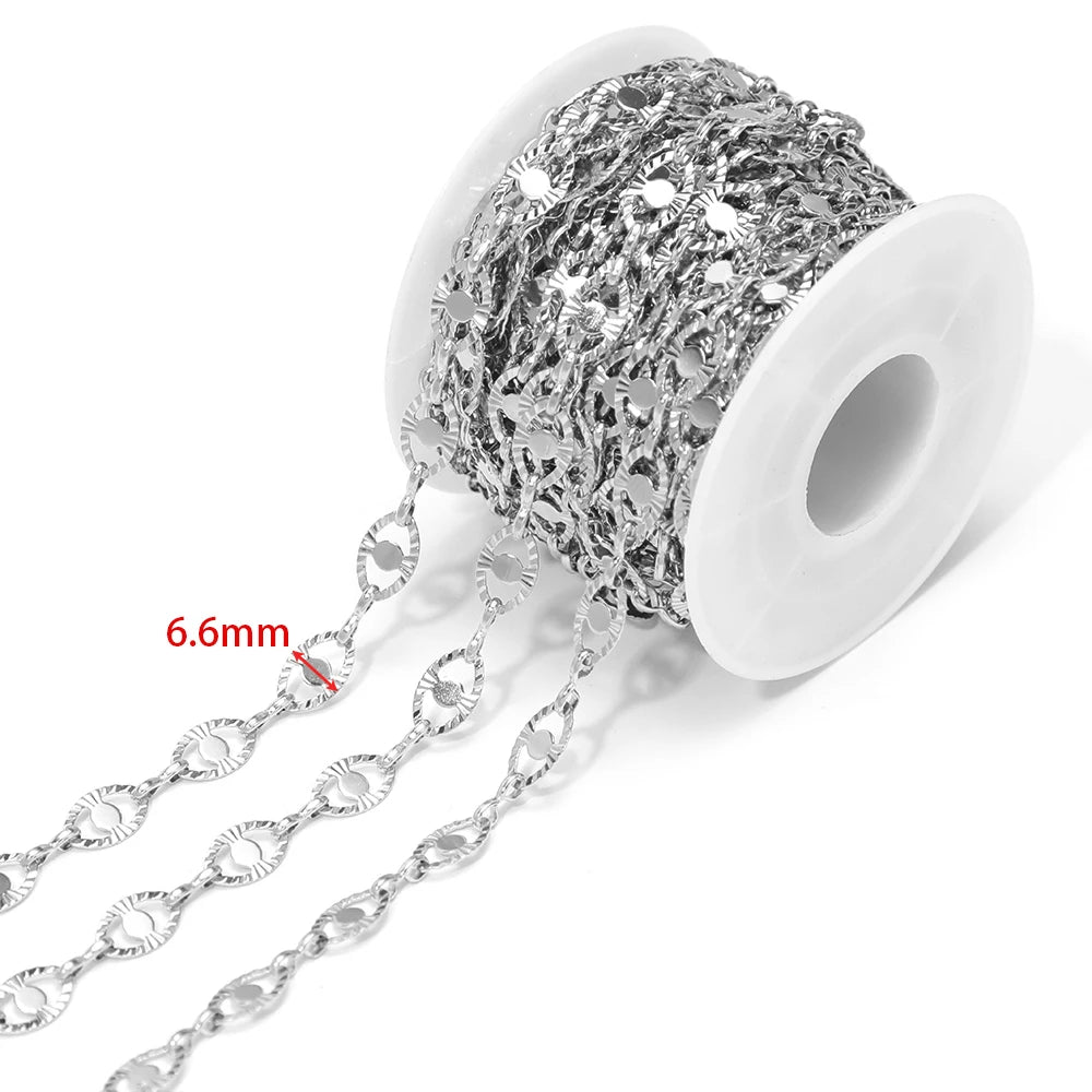 1 Meter Waterproof Stainless Steel Heart Bead Chains Eye Oval Chains for DIY Handmade Jewelry Making Necklace Bracelet Supplies