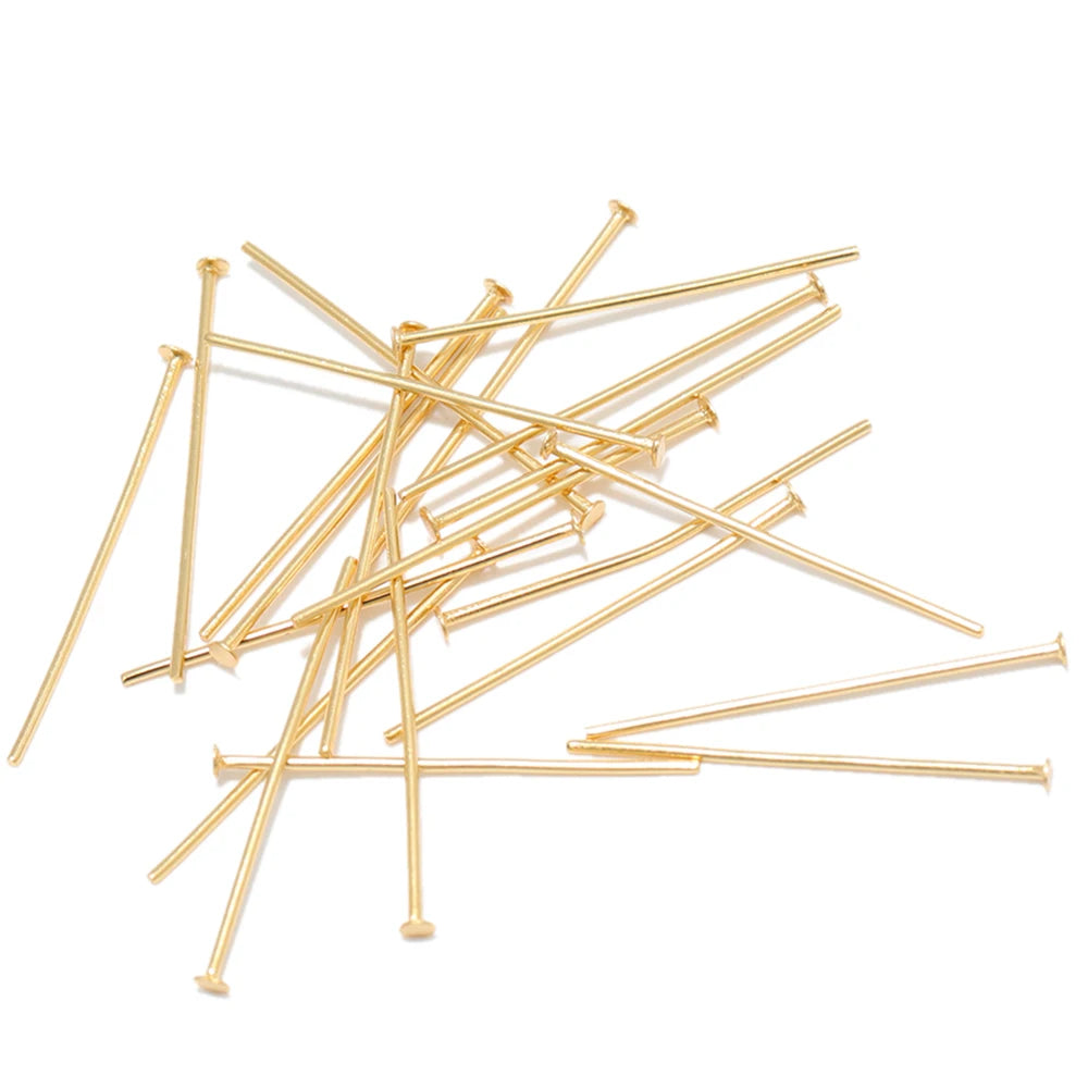 Gold T-head flat pins (stainless steel) for jewelry making