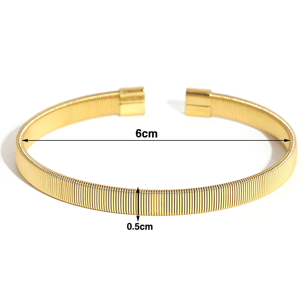 Vintage Gold Plated Stainless Steel Weave Bracelet for Women Men Exquisite Chunky Cuff Bangle Bracelets Waterproof Jewelry