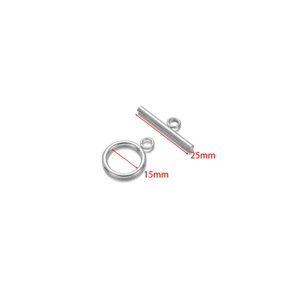 Silver-tone OT clasp toggle pieces, 15mm ring and 25mm bar size shown