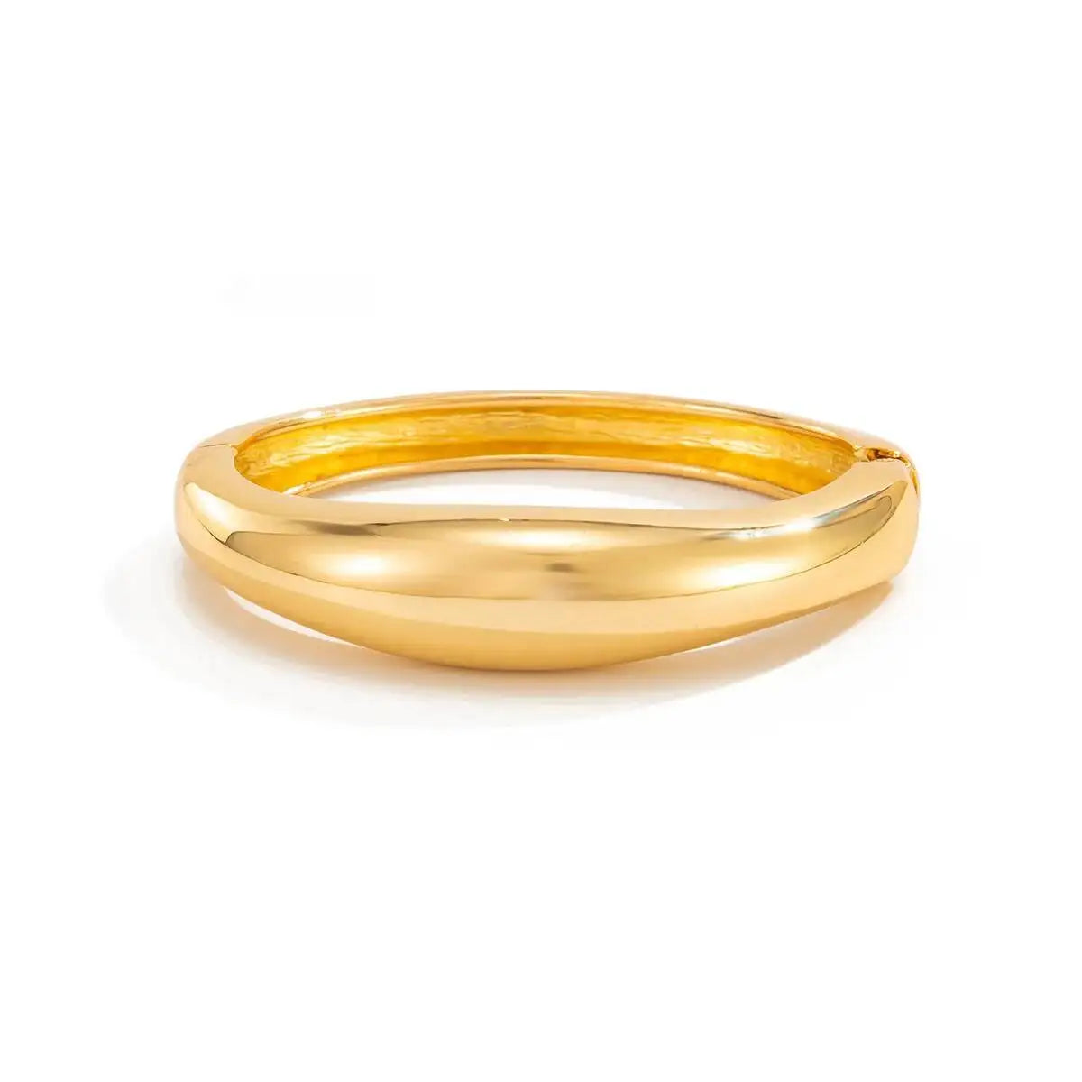 Trendy Gold Color Stackable Bangle Glossy Irregular Geometric Opening Bracelet for Women Jewelry