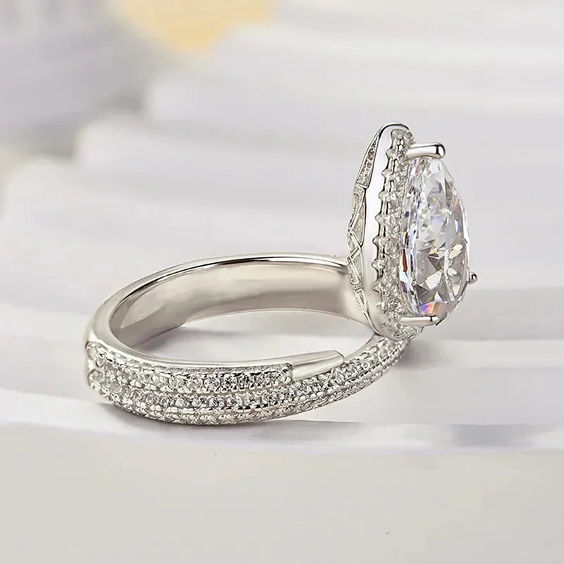 Luxury Pear Shaped Cubic Zircon Crystal Rings for Women Wedding Bling Jewelry m19