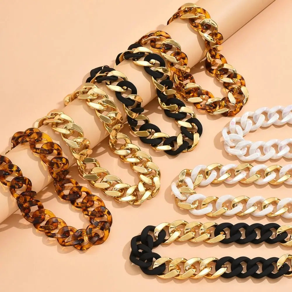 Chunky Jewelry Link Chain Vintage Earrings And Necklace Set For Women Punk Thick Choker Jewelry Gift
