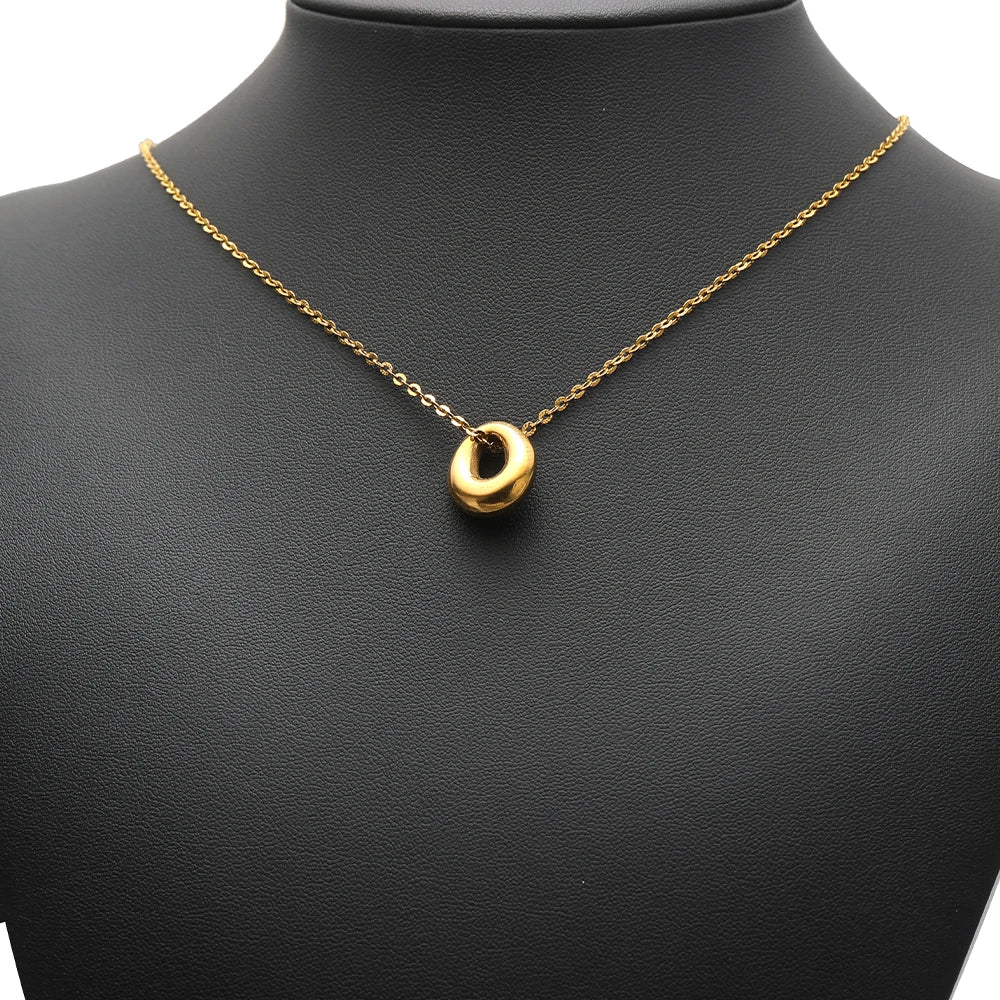 Gold-tone round loop pendant charm on chain, for necklace styling