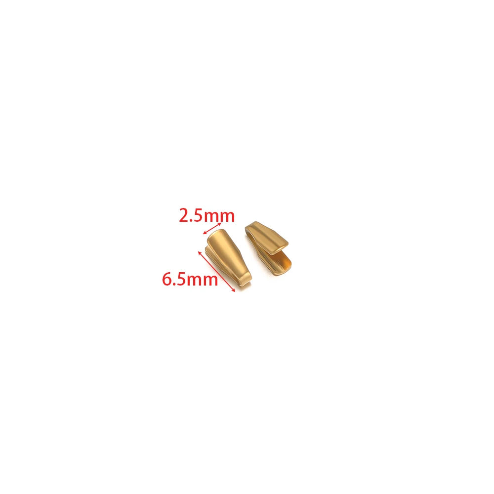 Gold crimp end caps for snake chains, 2.5mm x 6.5mm, 2 clips