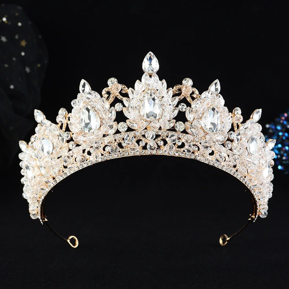 Baroque Crystal Beads Bridal Tiaras Crowns For Women Pageant Wedding Diadem Headband Princess Party Hair Dress Accessories - Yiwucraftjewel