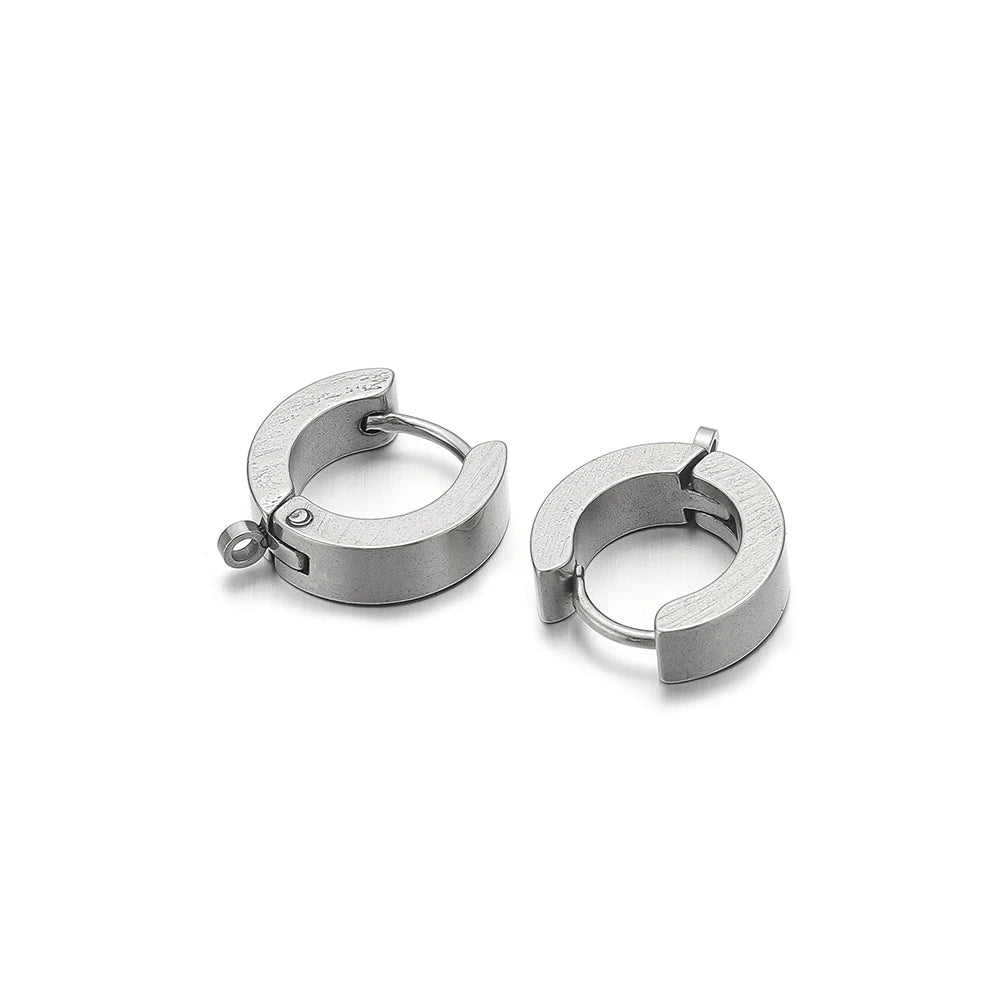 Silver-tone huggie hoop earring hook clips with hinged closures, pair